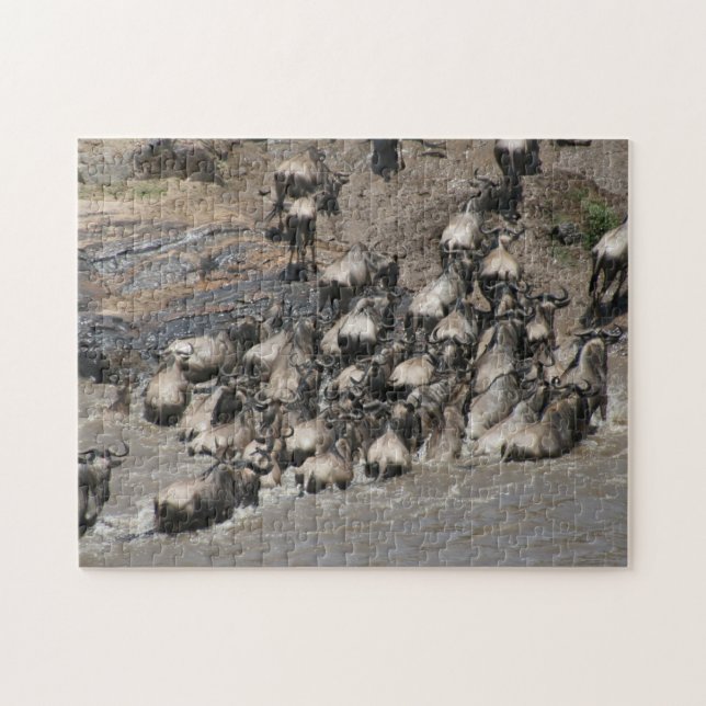 wildebeest crossing jigsaw puzzle (Horizontal)