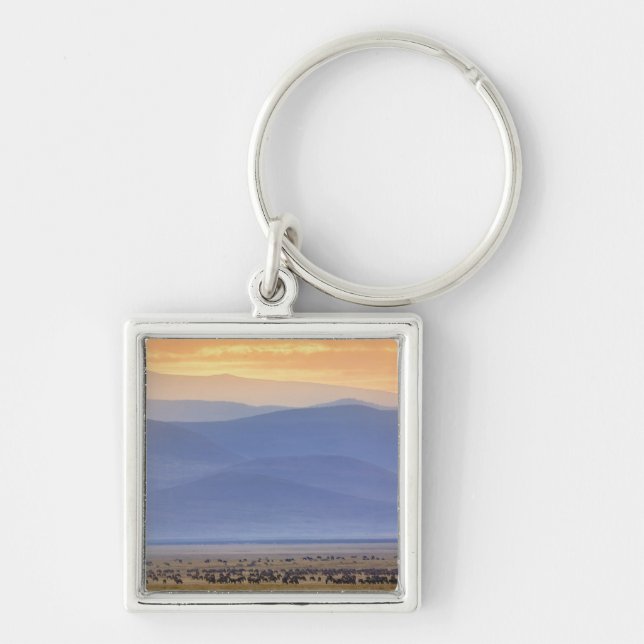 Wildebeest during migration, Connochaetes Keychain (Front)