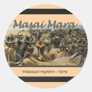 Wildebeest / Gnu migration, autocollants safari