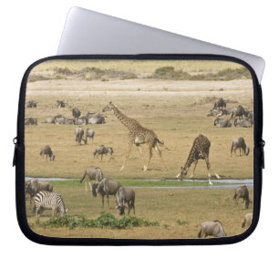 Wildebeests, Zebras and Giraffes Laptop Sleeve