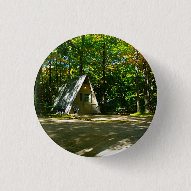 Wilderness A-Frame Camping at Campground 1 Inch Round Button (Front)