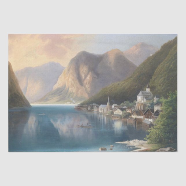 Wilderness Alps Mountain Town Lake Tissue Paper (Front)