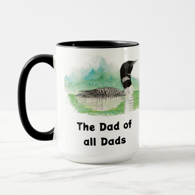 Wilderness Art Common Loon Bird Dad of All Dads  Mug (Left)