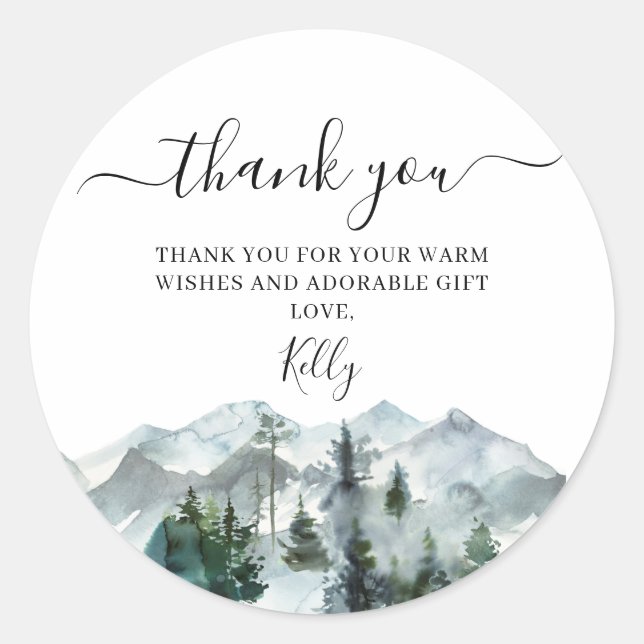 Wilderness Baby Shower Thank You  Sticker (Front)