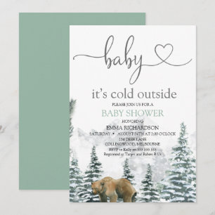 Wilderness Bear Baby Its Cold Outside Baby Shower Invitation