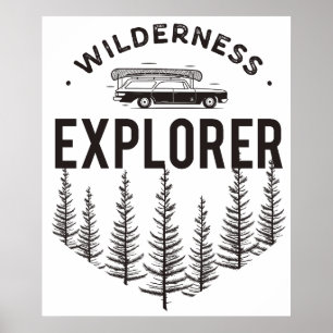 Wilderness Explorer Station Wagon Canoe Trees Poster