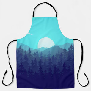 Wilderness Forest Sunrise Vintage Illustration Apron
