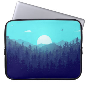Wilderness Forest Sunrise Vintage Illustration Laptop Sleeve