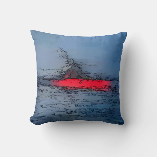 Wilderness Kayaker Throw Pillow (Front)