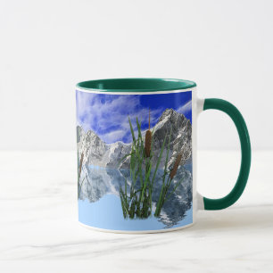 Wilderness Lake with Mountains & Bullrushes Mug