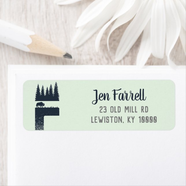Wilderness Monogram 'F' Return Address Label (Insitu)