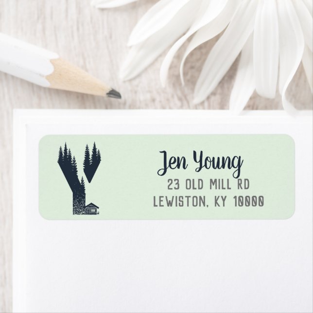 Wilderness Monogram 'Y' Return Address Label (Insitu)
