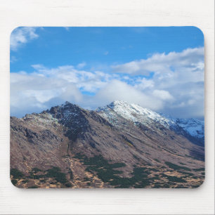Wilderness Mountain Range with Snow Peaks Mouse Pad