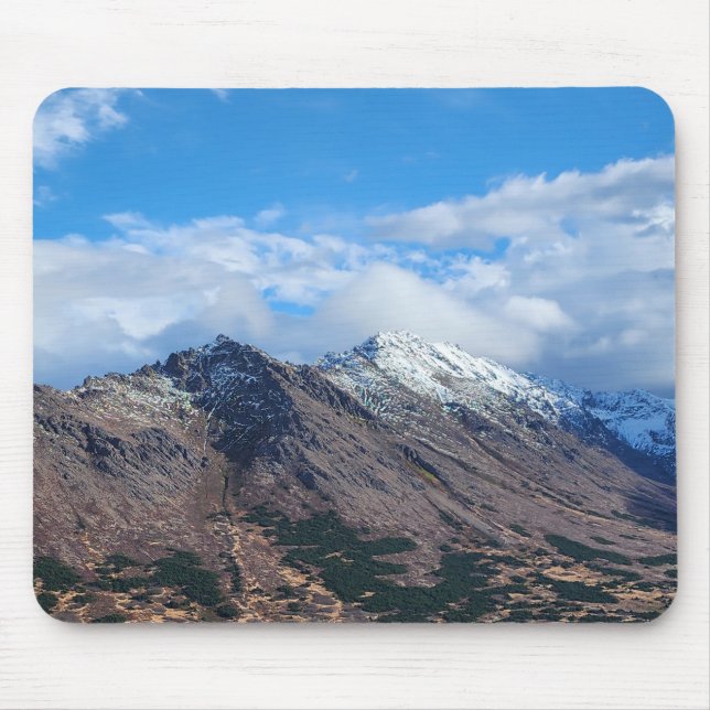 Wilderness Mountain Range with Snow Peaks Mouse Pad (Front)