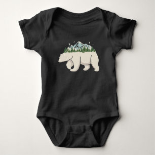 Wilderness Northern Mountain Forest Polar Bear Art Baby Bodysuit