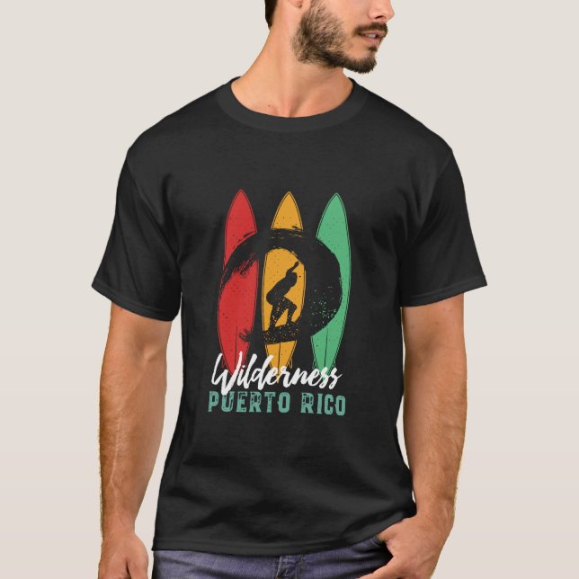 Wilderness Puerto Rico Beach Vintage Retro Surfing T-Shirt (Front)