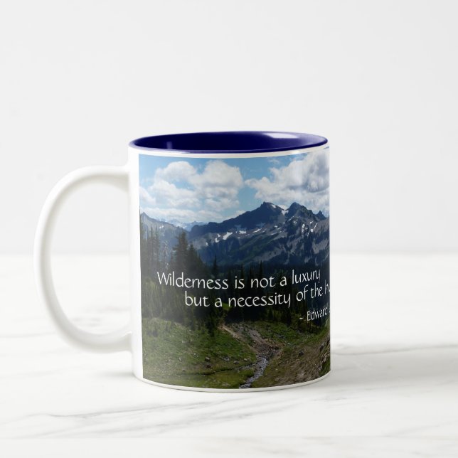 Wilderness Quote (Tatoosh Range) Two-Tone Coffee Mug (Left)
