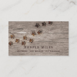 Wilderness rustic paw tracks on wood business card