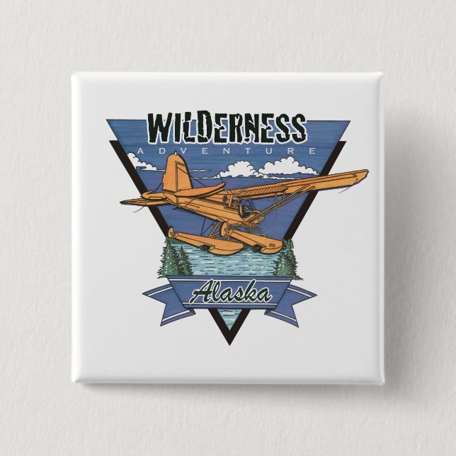 Wilderness Seaplane Adventure Alaska 2 Inch Square Button (Front)