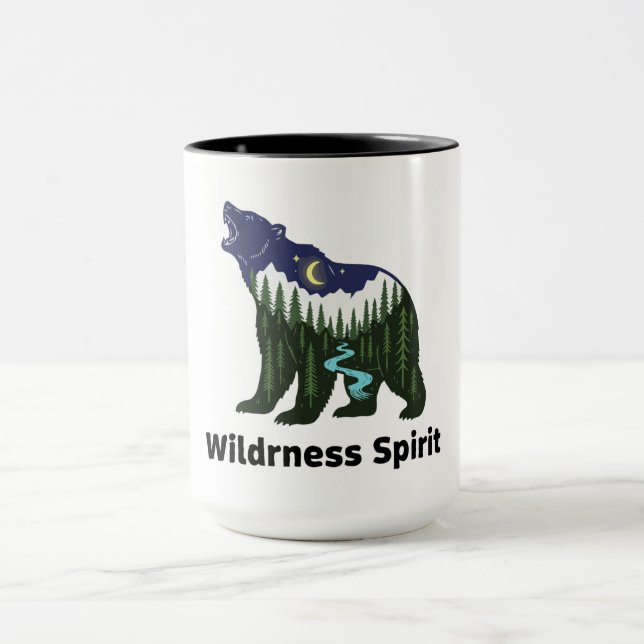 Wilderness Spirit Bear Silhouette | Rustic Forest  Mug (Center)