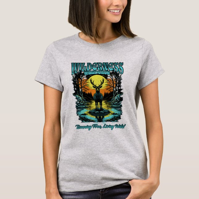 Wilderness Wanderer Deer in the Forest T-Shirt (Front)