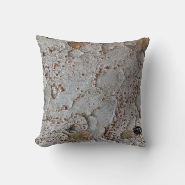 Wilderness White Abstract Tree Bark Photo Nature Throw Pillow (Front)
