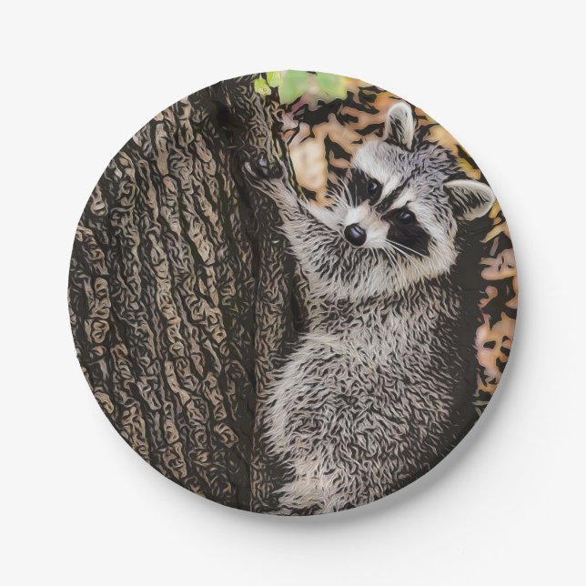 Wilderness Wild Raccoon Paper Plate (Front)