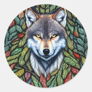 Wilderness Woodland Predator Wolf Classic Round Sticker