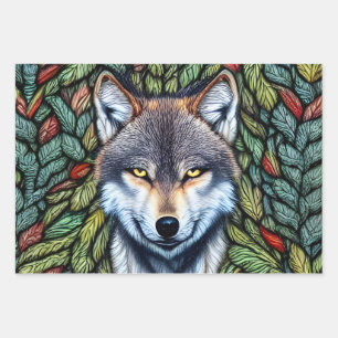 Wilderness Woodland Predator Wolf Wrapping Paper Sheet