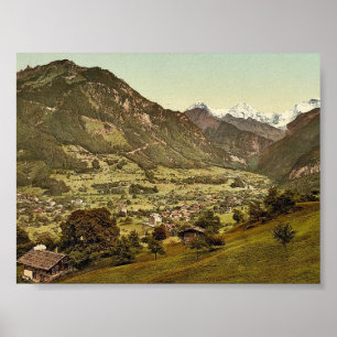 Wilderswil village, Schynige Platte, with Mount Ei Poster