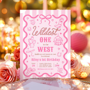Wildest One In The West Cowgirl 1st Birthday Party Invitation