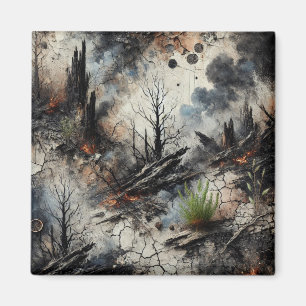 Wildfire Aftermath Abstract Art Magnet