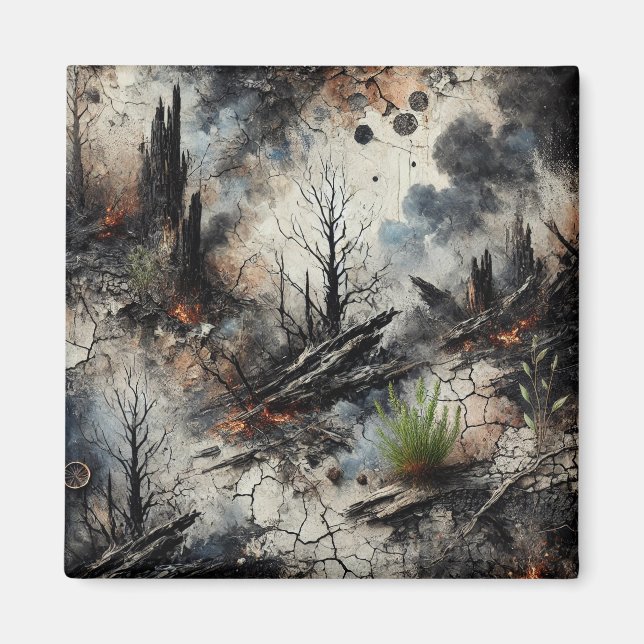Wildfire Aftermath Abstract Art Magnet (Front)