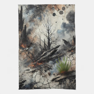 Wildfire Aftermath Artistic Kitchen Towel