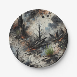 Wildfire Aftermath Artistic Paper Plate