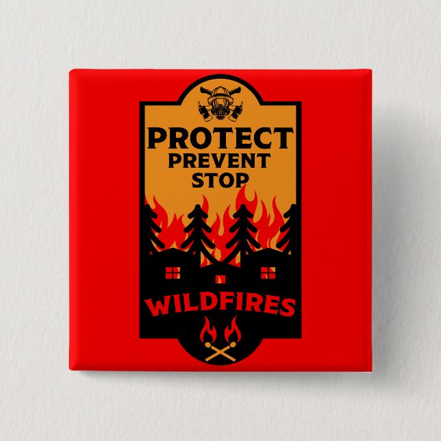 Wildfire Prevention 2 Inch Square Button (Front)