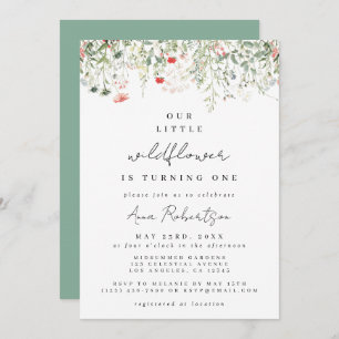 Wildflower 1st Birthday Invitation