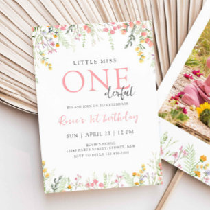 Wildflower 1st Birthday Little Miss ONEderful Invitation