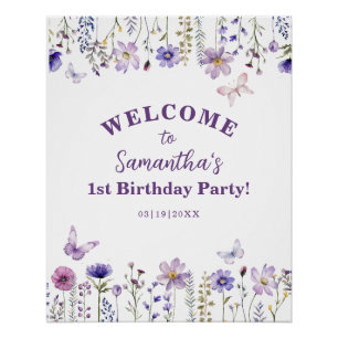 Wildflower 1st Birthday Party Welcome Sign