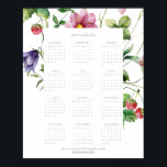 Wildflower 2024 Full Year Motivational Calendar Poster<br><div class="desc">This gorgeous and elegant botanical framed calendar features an elegant and contemporary set of fonts against a white background. The full 12 month calendar period is framed with a a composite of nature elements such as wildflowers and berries. The text 'May this year bring you joy, health and growth in...</div>