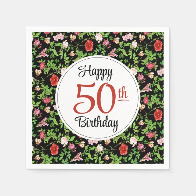 Wildflower 50th Birthday Napkin (Front)