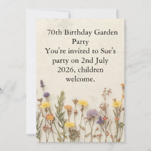 Wildflower 70th Birthday Garden Party Floral Card