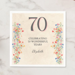 Wildflower 70th Birthday Party Decor Napkin