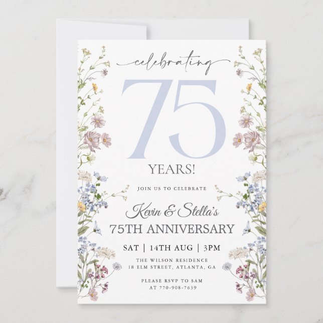 Wildflower 75th Anniversary Invitation (Front)