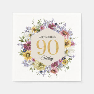Wildflower 90th Birthday Personalized Napkin