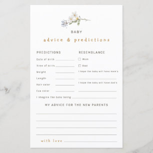 Wildflower Advice and Predictions Baby Shower Game