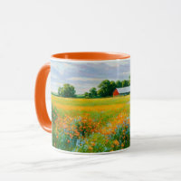 Wildflower and Barn Art Mug Cup