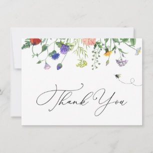 Wildflower and Bee Thank You  Note Card