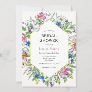Wildflower and Butterflies Bridal Shower Invitation