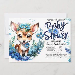 Wildflower and Deer Baby Shower for Boy Invitation